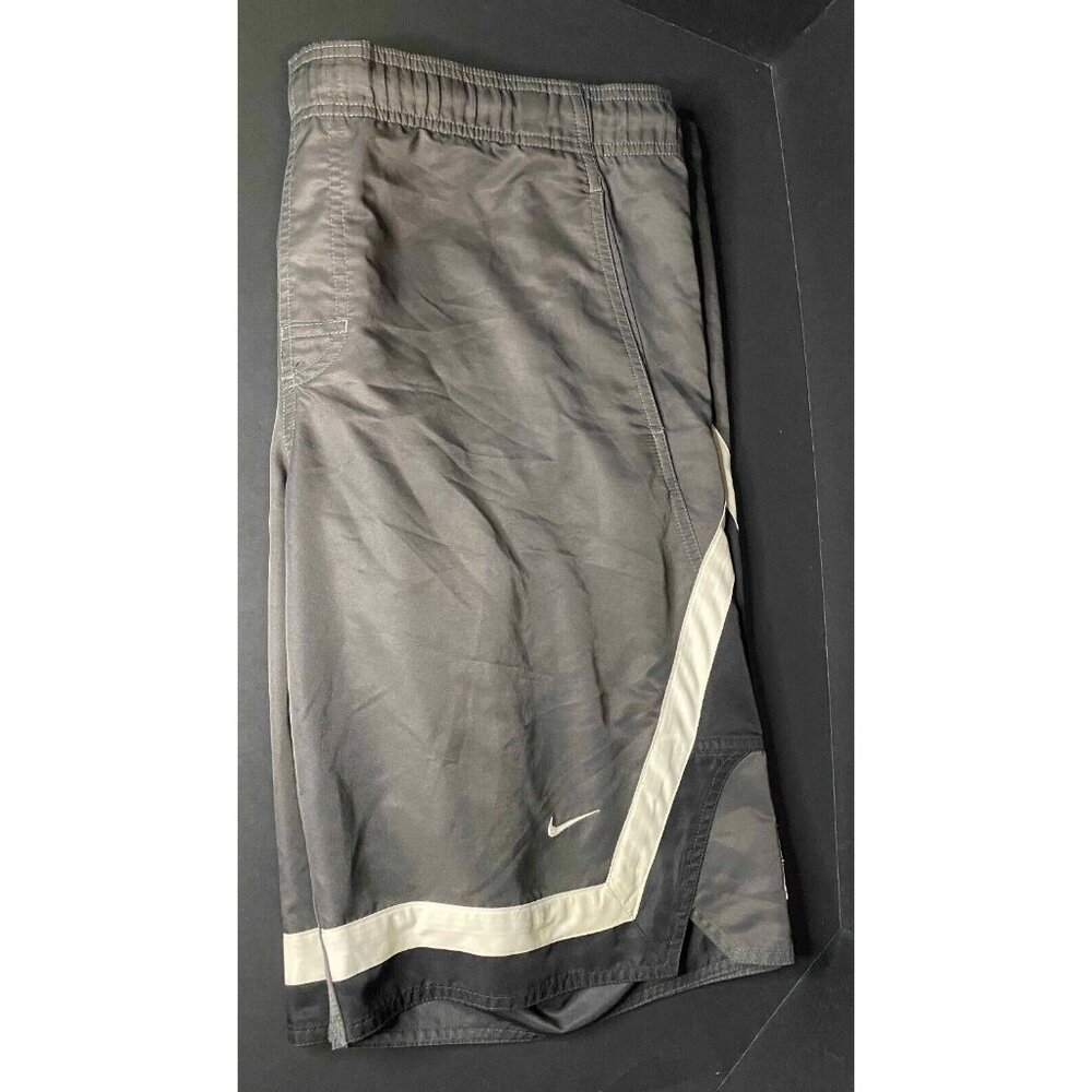 NIKE Swim Pool Trunks Mens 38 Spellout Black Summer Board Shorts Beach - Picture 3 of 10